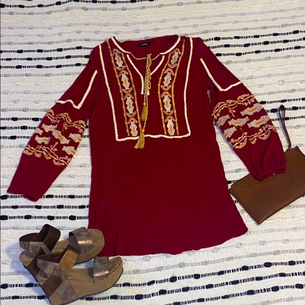 Burgundy embroidered dress